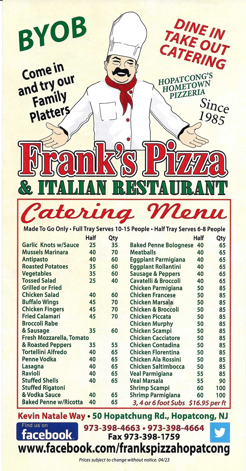 franks pizza hopatcong menu 1